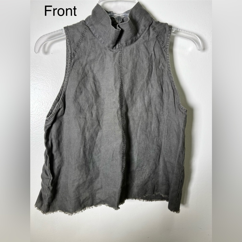 Turtle Neck Sleeveless Top by Laura Siegel Gray Small